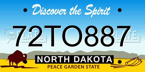 72TO887 North Dakota License Plate