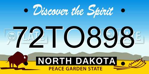 72TO898 North Dakota License Plate