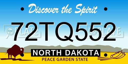72TQ552 North Dakota License Plate