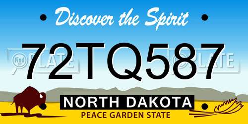 72TQ587 North Dakota License Plate