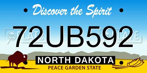 72UB592 North Dakota License Plate