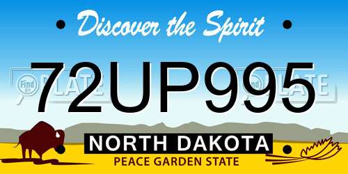 72UP995 North Dakota License Plate