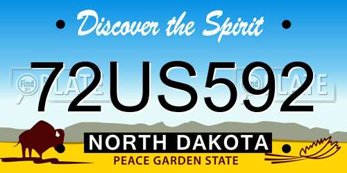 72US592 North Dakota License Plate