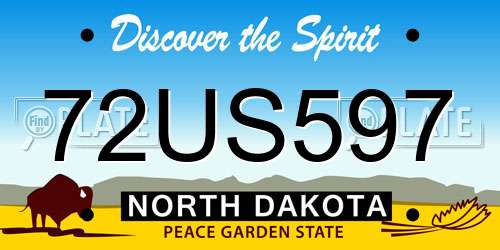 72US597 North Dakota License Plate