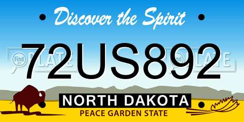 72US892 North Dakota License Plate