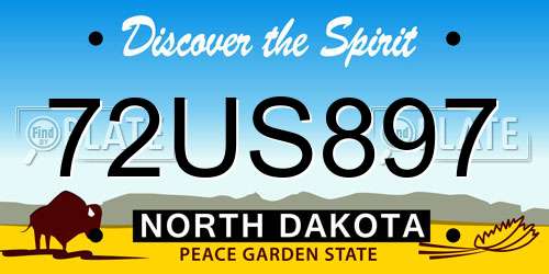 72US897 North Dakota License Plate