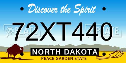 72XT440 North Dakota License Plate
