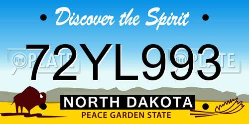 72YL993 North Dakota License Plate
