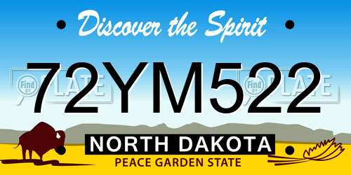 72YM522 North Dakota License Plate