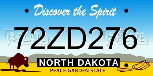 72ZD276 North Dakota License Plate
