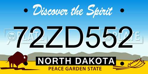 72ZD552 North Dakota License Plate