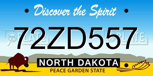 72ZD557 North Dakota License Plate