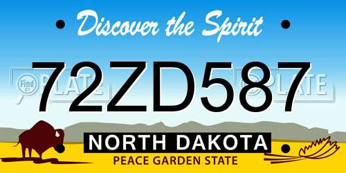 72ZD587 North Dakota License Plate