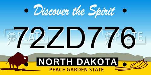 72ZD776 North Dakota License Plate
