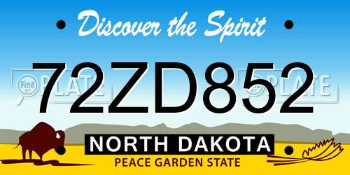 72ZD852 North Dakota License Plate