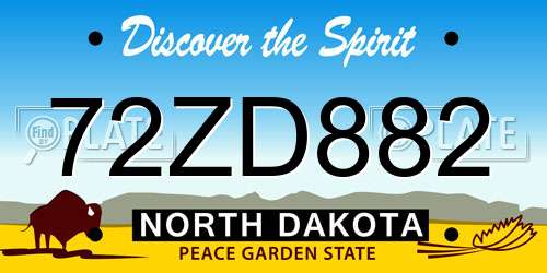 72ZD882 North Dakota License Plate