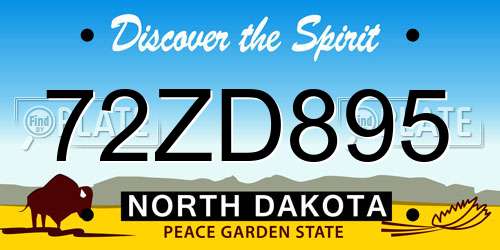 72ZD895 North Dakota License Plate