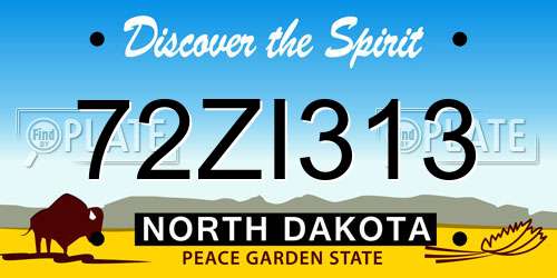72ZI313 North Dakota License Plate