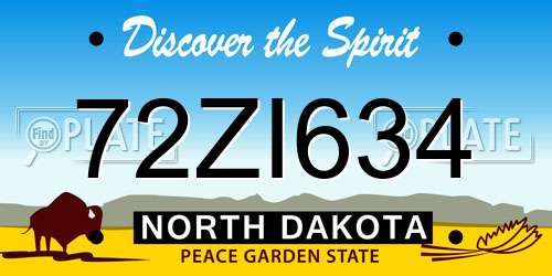 72ZI634 North Dakota License Plate