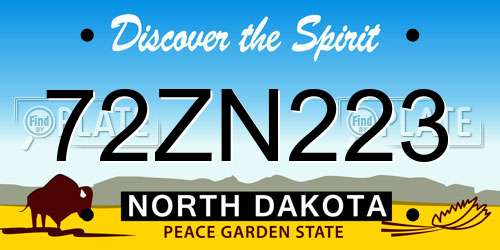 72ZN223 North Dakota License Plate