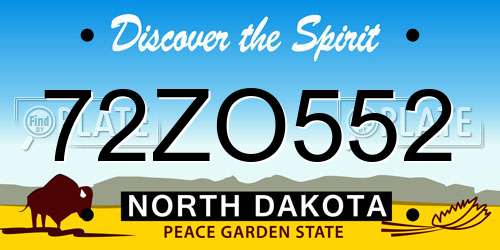 72ZO552 North Dakota License Plate