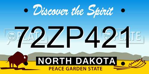 72ZP421 North Dakota License Plate