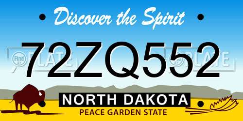72ZQ552 North Dakota License Plate