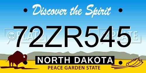 72ZR545 North Dakota License Plate