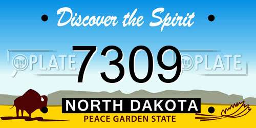 7309 North Dakota License Plate