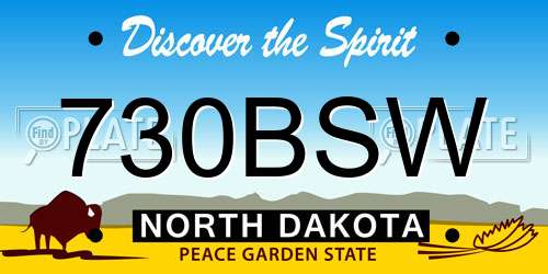 730BSW North Dakota License Plate