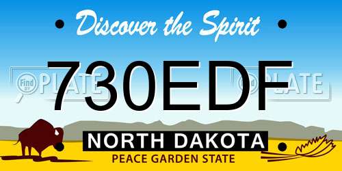 730EDF North Dakota License Plate