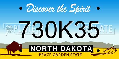 730K35 North Dakota License Plate