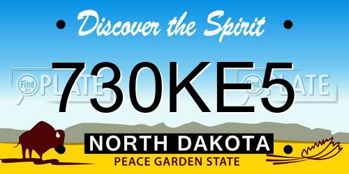 730KE5 North Dakota License Plate