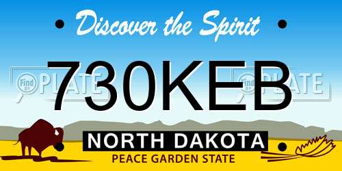 730KEB North Dakota License Plate