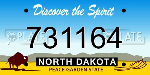 731164 North Dakota License Plate