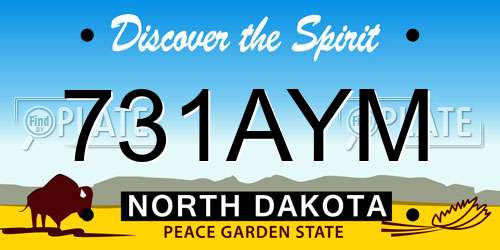731AYM North Dakota License Plate