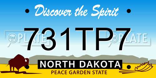 731TP7 North Dakota License Plate