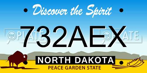 732AEX North Dakota License Plate