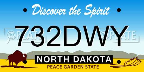 732DWY North Dakota License Plate