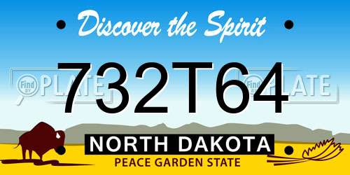 732T64 North Dakota License Plate