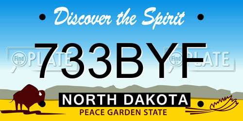 733BYF North Dakota License Plate