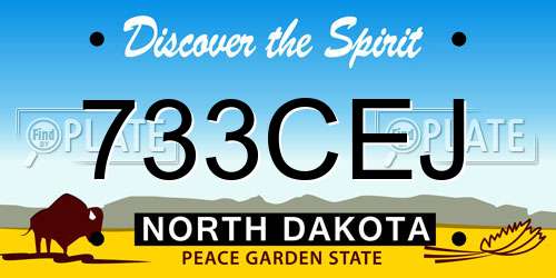 733CEJ North Dakota License Plate
