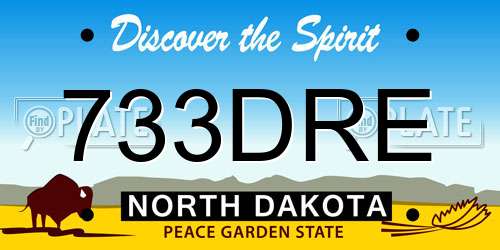 733DRE North Dakota License Plate