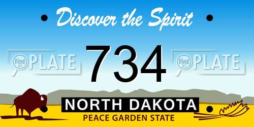 734 North Dakota License Plate