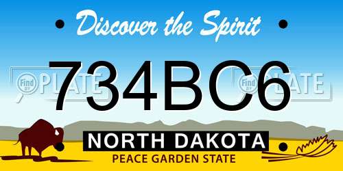 734BC6 North Dakota License Plate