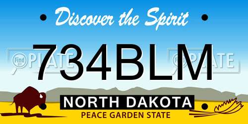 734BLM North Dakota License Plate