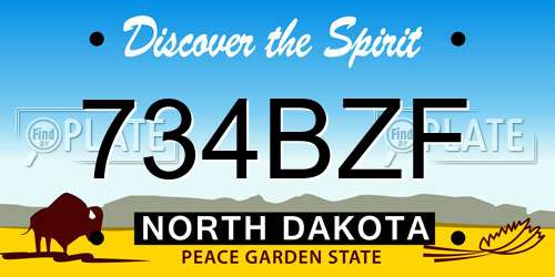 734BZF North Dakota License Plate