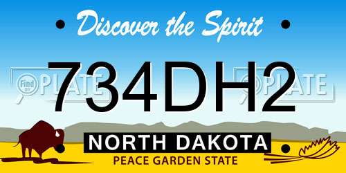 734DH2 North Dakota License Plate