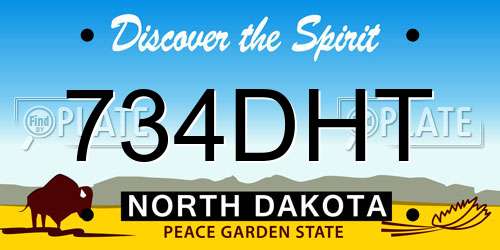 734DHT North Dakota License Plate