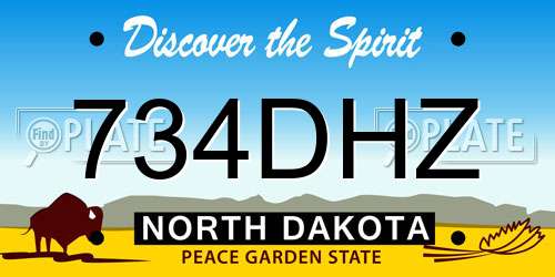 734DHZ North Dakota License Plate
